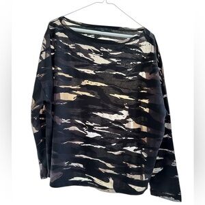 All Saints Camouflage Sheer Long Sleeve Top, size M